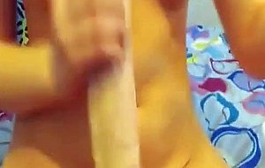 Redhead teen fucks huge vibrator