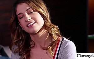 Slim blonde teen Kristen teen pussy rub by stepmom