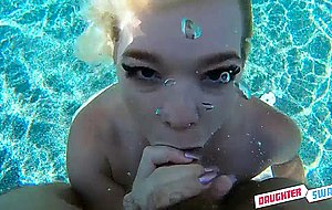 Two honey nude girls blow their daddies under the water and fuck them near the pool – Naked Girls