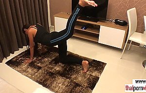 Thai girlfriend fucked by boyfriend while doing yoga
