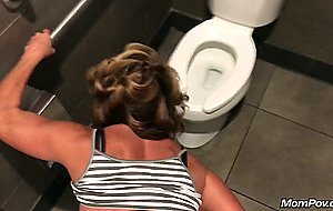 Very sweet blonde slut fucks in the public toilet