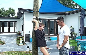 Hunk uncle finds twink tied to a pole and fucks him raw