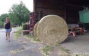 German granny gets drilled intense by her neighbor in the barn