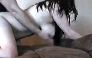 Huge tits brunette gets pounded