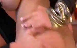 Dark-haired chick with mega boobs threesome