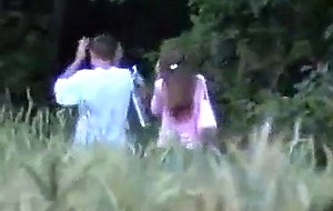 Spycamed outdoor amateur fuck