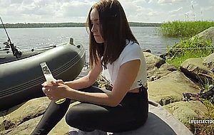 Fishing trip with a beautiful brunette turns into sloppy blowjobs and hardcore pounding – Naked Girls
