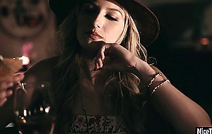 Two horny babes kissing before fingering and group sex