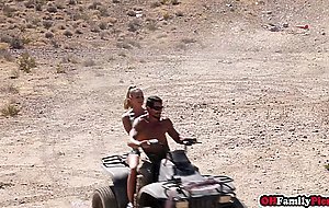 Dirty daddy fucks a hungry teens pussy in the desert