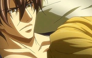 Sexy handsome hentai gay man anal sex and love in bed