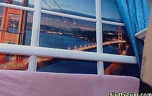 busty blonde having fun dildoing her holes