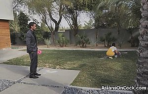 Asian teen fucked hard by neighbor couple