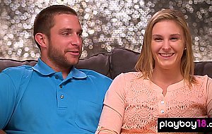 Amateur couple ask a bisexual babe to join to a threesome fuck