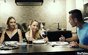 Teens stepdad fucked her petite friend so hard in front of her