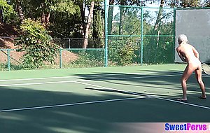 Naked tennis with teens outdoor ends in lesbian sex