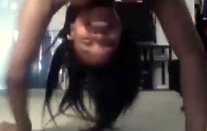 Horny black chick masterbates on live webcam