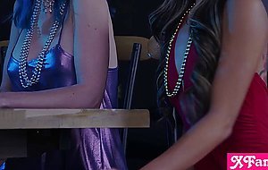 Teen stepcousins fuck on new years eve with parents in the same room