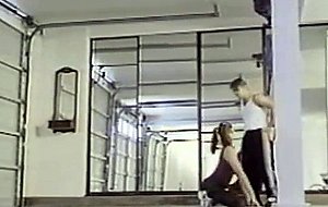 Teen gymnast get a rough workout
