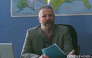 Horny tranny student fucked in tight asshole by a perverted big cock guy