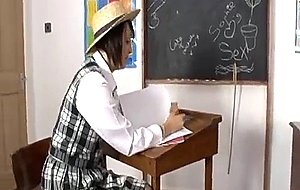 Naughty schoolgirl paige fox strips in the classroom