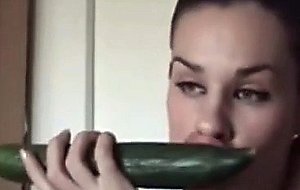 Babe using cucumber