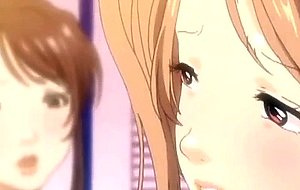 Two anime babes rubbing a cock