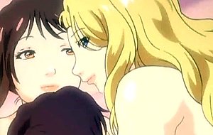 Two anime babes rubbing a cock