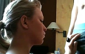 Busty blonde amateur swallows a mouthfull