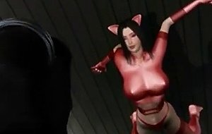 Huge titted hentai catwoman gets tied up