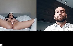 Teen masturbating and spanking herself on webcam to angry dad