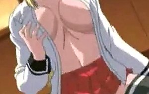 Busty anime coed sucking and riding dick