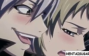 Hentai girl gets fingered by lezzy and cums