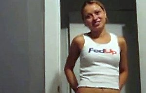 Fedex slut gets fuck by her boyfriend while recording 