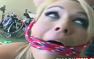 Blonde milf stripped and tied up for sex