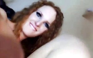 Horny redhead with huge tits fucks her ass