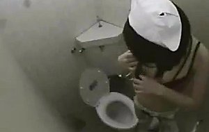 Bathroom spycam catches hottie touching
