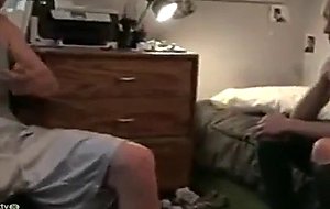 College boy sucks friends cock in dorm room