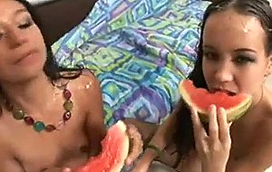Cum covered watermelon play