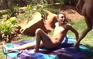 A honey outdoor fucking picnic with brody and ryan