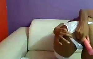 Teen ebony doing anal on webcam