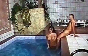 Busty bound tranny stuffed by the pool