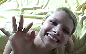 Blonde teen rides a cock intense and gets a facial