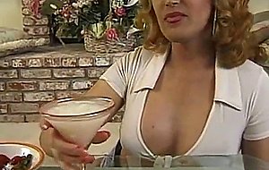 Busty blonde tranny honey masturbation