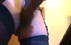 Amateur tranny in stockings wanking