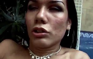 Titty latina wanking her cock