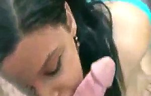 Curvy milf angel gives a bj to a lucky geek