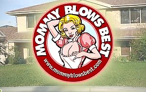 Horny busty mom blows young cock