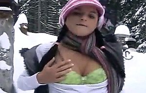 Snow bunny plays with her pussy with a large vibrator