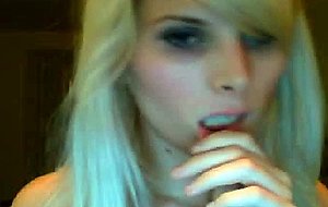Cute blonde playing cock on webcam