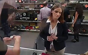 Naturally busted office blonde sells her body at an x rated pawn shop